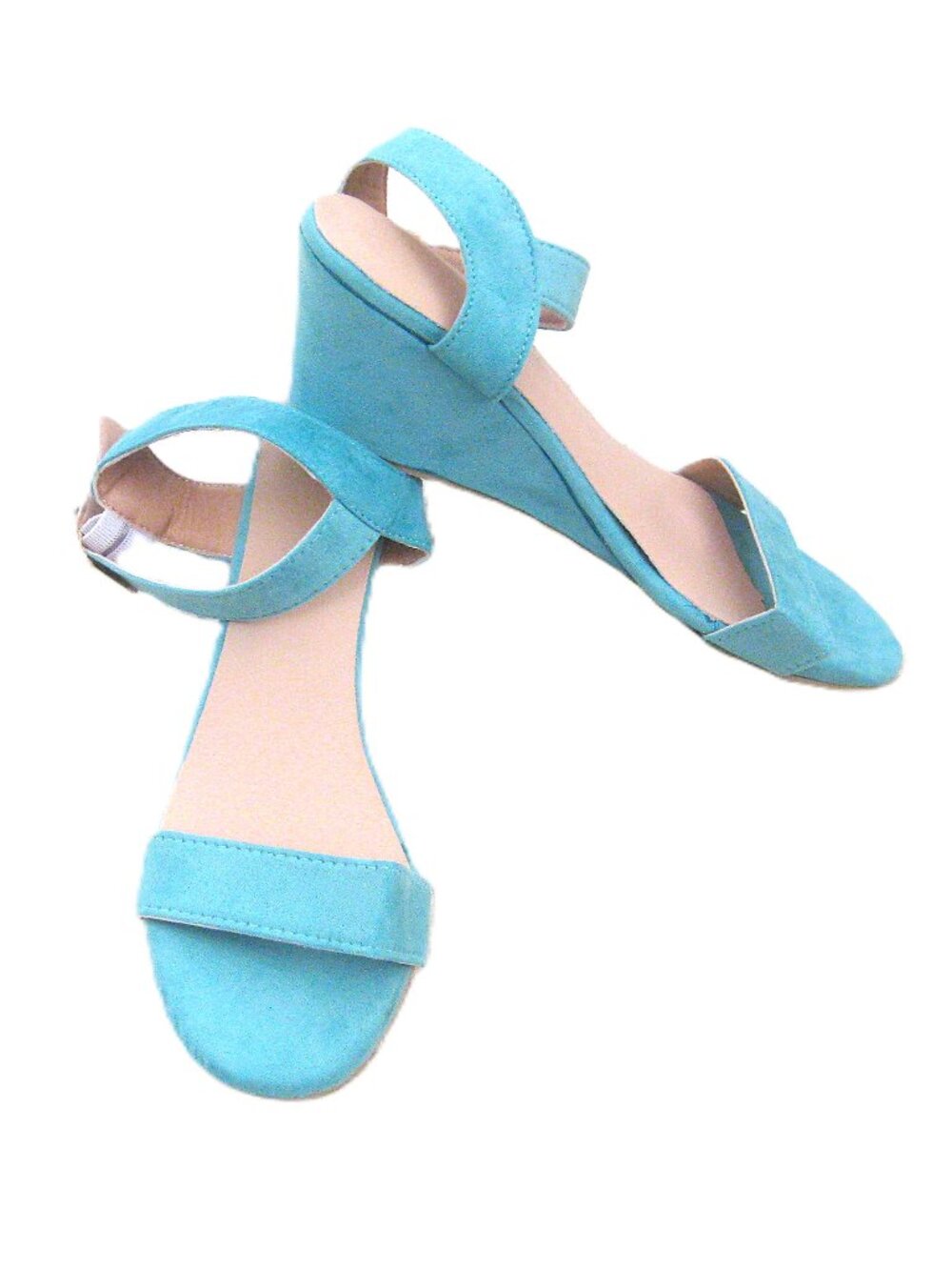 Sandals Wedge Heel Turquoise  Faux-Suede  Size 6   -  Never Worn